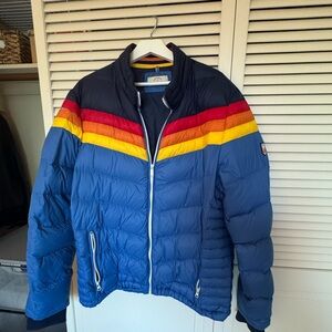 Marine Layer x Lost & Found Zurich Puffer Jacket, Men’s XL Retro Colorblock